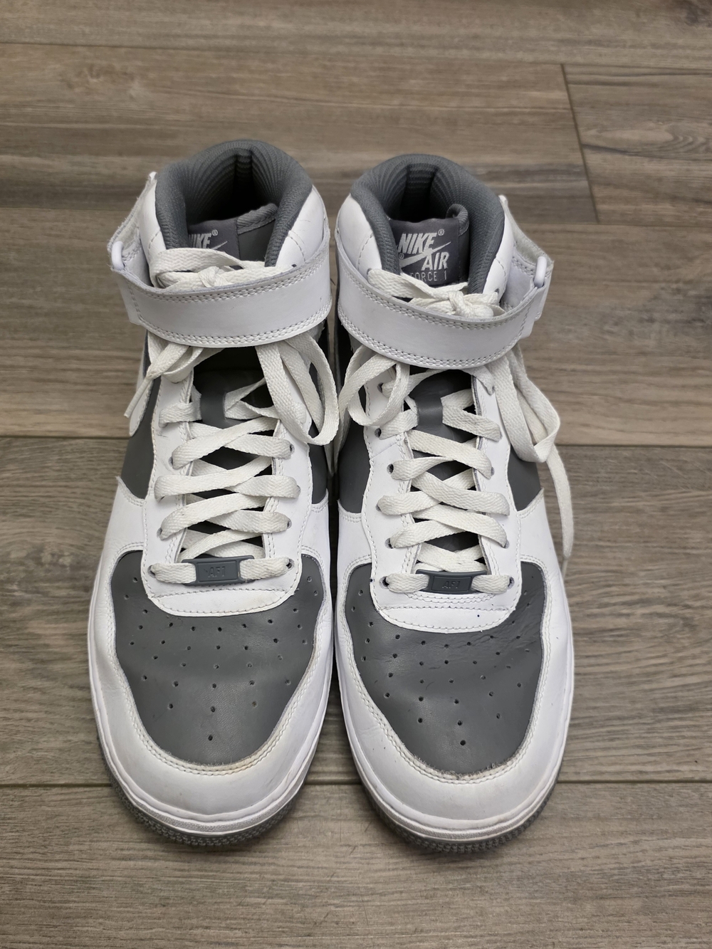 Nike Air Force 1 High Top Sneakers - White & Gray